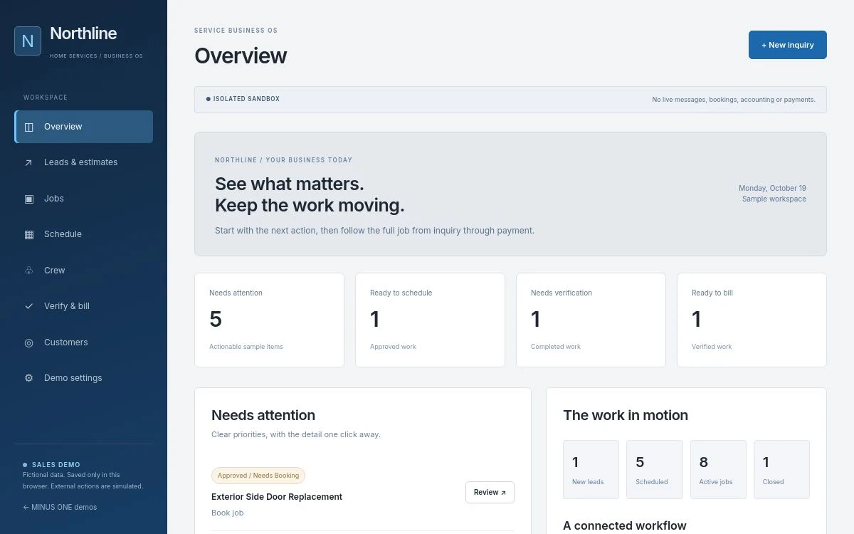 Service Businesses demo screenshot